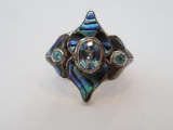 Modernistic abalone ring, size 10, marked 925 and Sajen