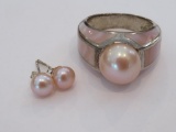Pearlized ring and earrings