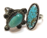 Two turquoise rings, one marked sterling with marker mark