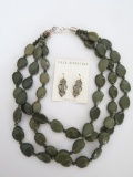 DTR Jay King chunky three strand stone necklace and sterling earrings
