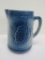 Blue and Grey Stoneware basket weave grape pitcher attributed to North Star, 9