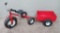 Metal trike with trailer, large tires