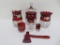 Seven ruby flash glass pieces, souvenir and patterned