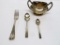 Burlington Route Railroad flatware and silver sodered sugar bowl