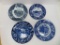 Four cobalt and flow blue plates, country living and animals