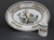 Railroad China, Pullman Indian Tree pattern platter and creamer