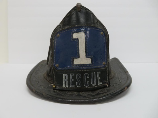 Cairens New Yorker, Leather Fire Dept helmet, c 1940/50