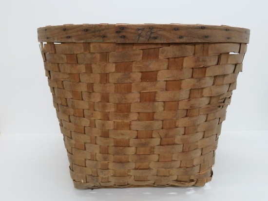 Large split oak cotton picking basket, 27" diameter