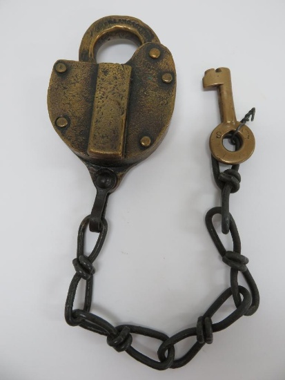 Soo Line Railroad lock and key, 4"