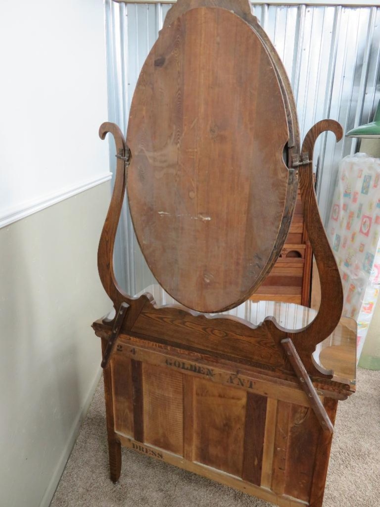 Oak Serpentine Princess Dresser With Mirror Estate Personal