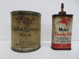 Mobil Gargoyle #6 Mobil grease can and Mobil Handy Oil Pegasus can