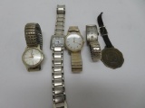 Four vintage mens wristwatches and Wisconsin seal watch fob