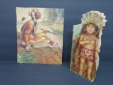 McLoughlin Bros Last of the Mohicans book and Native Am calendar top