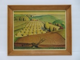 MCM print, Grant Wood, Fall Plowing, framed 19