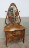 Oak Serpentine Princess Dresser with mirror