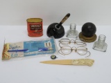 Assorted Desk lot with ink wells and glasses