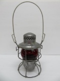 LV Railroad Lantern, Adlake Kero, ruby globe, 9 1/2