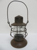 T & OC Railroad lantern, frame and globe marked, 10