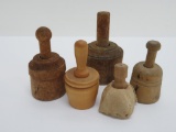 Five mini wooden butter molds