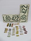 1959 Wisconsin License plates, plate tags 40's and key tags