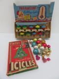 Vintage Christmas lot with Paramount bubble lights, tinsel and ornaments