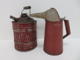 Vintage gasoline and oil can, red