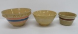 Three miniature stoneware bowls, banded