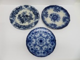 Three Flow Blue plates