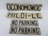 Vintage signs, Oconomowoc, No Parking and Hildi Le