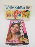 Liddle Kiddle Doll Box and Barbie Dress Up Set, Colorforms and paper dolls