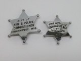 Two Oconomowoc City of Fire & Police Commissioner Badges