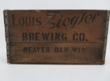 Louis Ziegler Brewing Company wood stenciled box, Beaver Dam, Wis