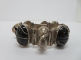 Taxco 925 hinged bracelet with wire overlay