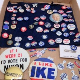 Political pins, over 70 pieces