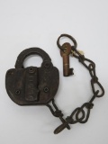 Adlake IT Railroad Lock, 1920, with matching marked key, 3 1/2