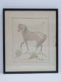 Harrison Begay appaloosa, attributed to gouche style, framed 15