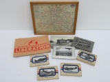 Military Souvenir photo lot, mini photo postcards, Liberation booklet, and flight map