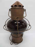 Copper Navigational lantern, *P67530, ruby colored globe, 16