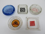 Five railroad ashtrays