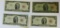 Four Red Seal 2 Dollar Bills, series 1953