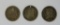 Three silver half dimes, 1833, 1836, 1945 seated liberty