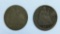 1844 O and 1872 seated Liberty silver 1/2 dimes