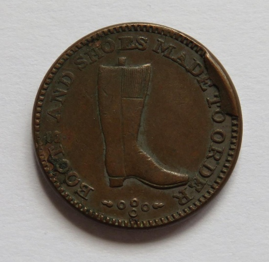 Boots and Shoes Made to Order, Bertram & Co Watertown Wis, Civil War Token