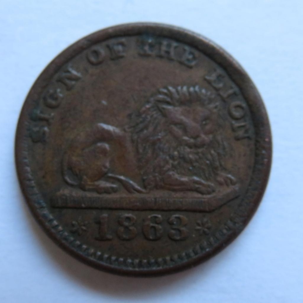 1863 Civil War Token, Sign of the Lion, Mons. Anderson Dry Goods Clothing,  LaCrosse Wis | Coins & Currency Exonumia Tokens | Online Auctions | Proxibid