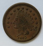 1863 Indian Head Civil War Token, John C Post Paints and Oils, Buffalo NY