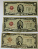 Series 1928 F and D Two dollar bills with red and orange seals
