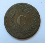 1863 Union Civil War Token, C, Charnelly Orange, Providence Rhode Island
