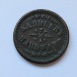 Saddlery and Hardware, Civil War Token, Lines & Russell, Oshkosh Wis