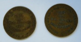 Two Western Publishing House Tokens, 146 US Block Milwaukee, 1850