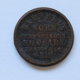 Zanesville Ohio Civil War Token, Carys Cough Cure, Barrells Worm Confections